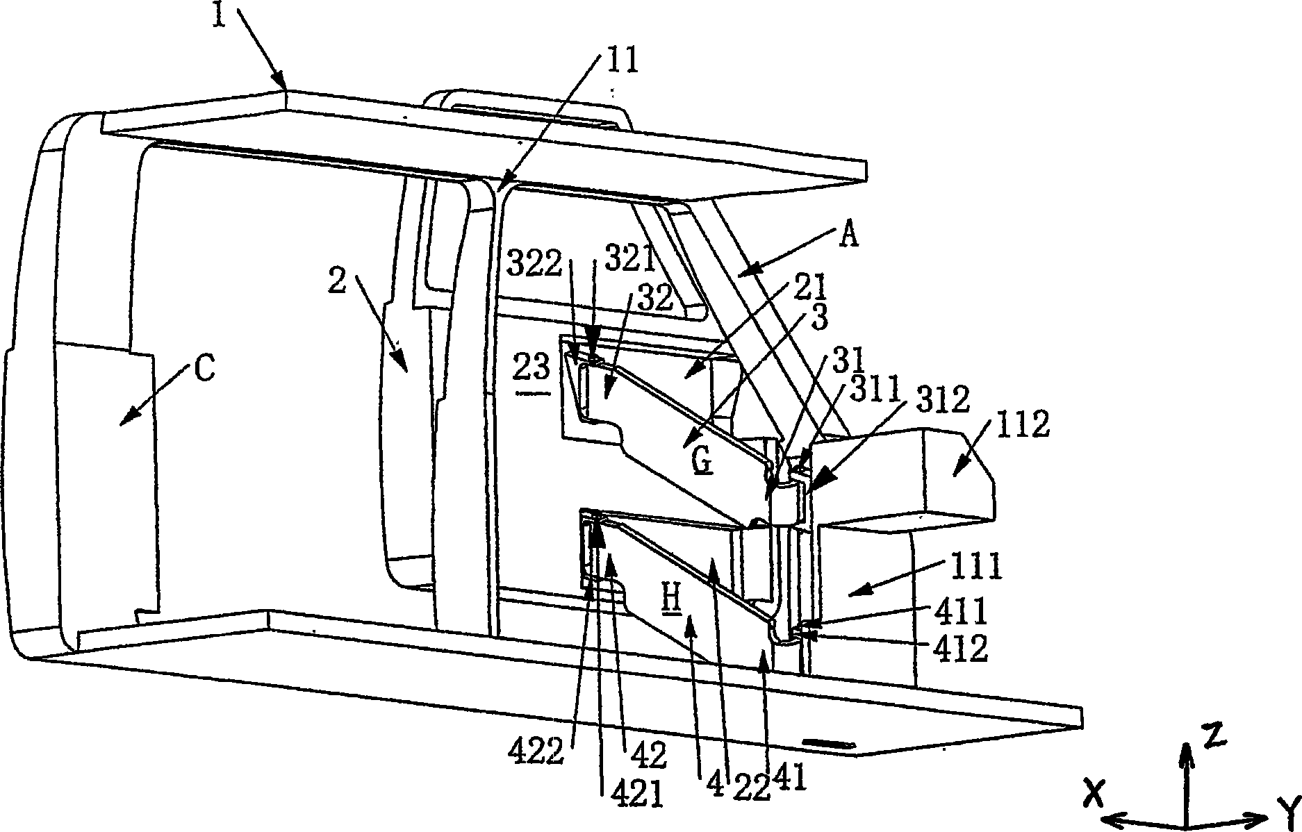 Three dimensional hinge system for vehicle door