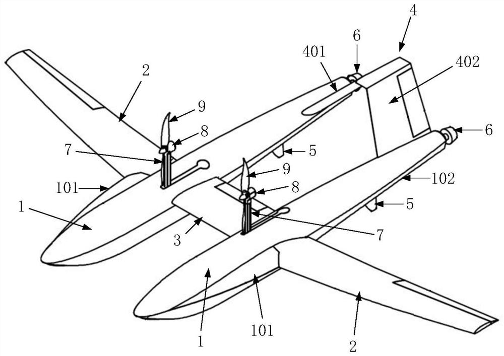 A variable configuration two-body unmanned aerial vehicle spanning water and air medium