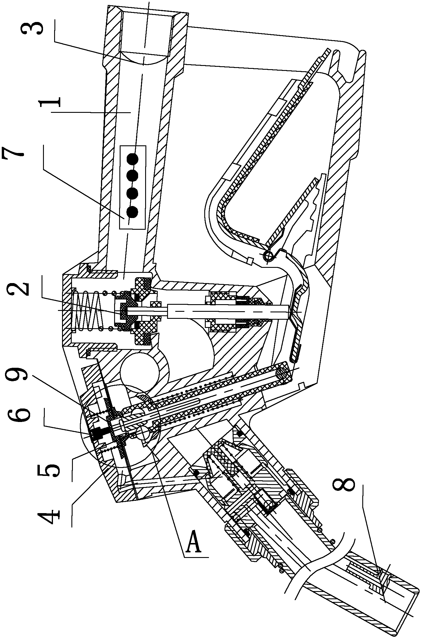 Self-sealing variable-frequency oil gun and control method thereof