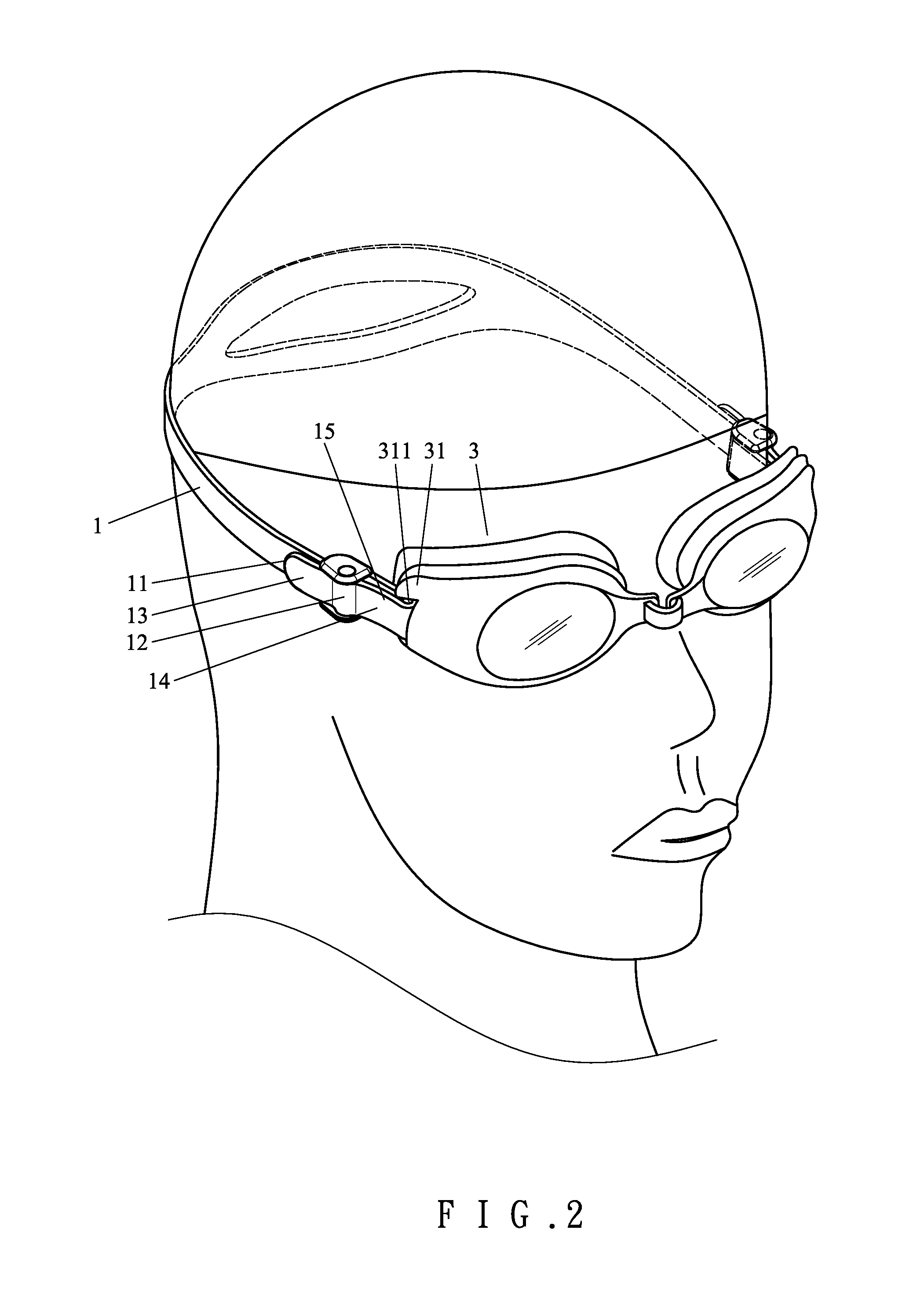 Head strap and buckle device for swimming/diving goggles