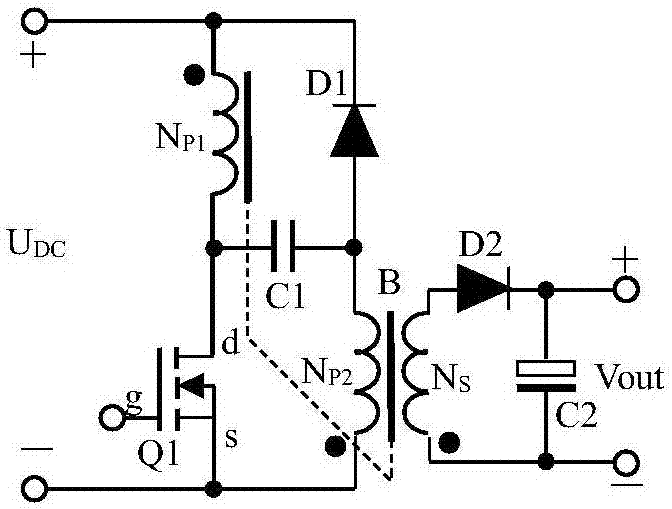 Active clamping flyback switching power supply circuit