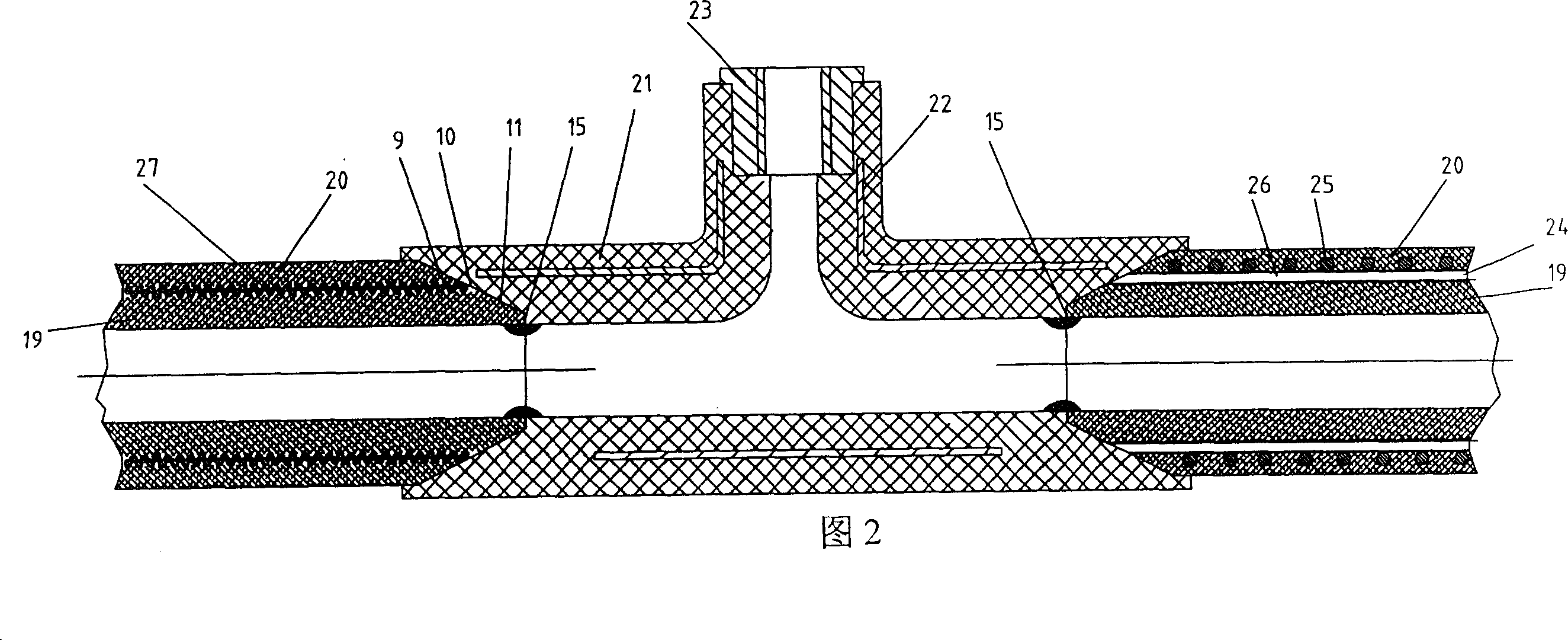 Pipe network for connecting metal composite plastic pipe and plastic pipe