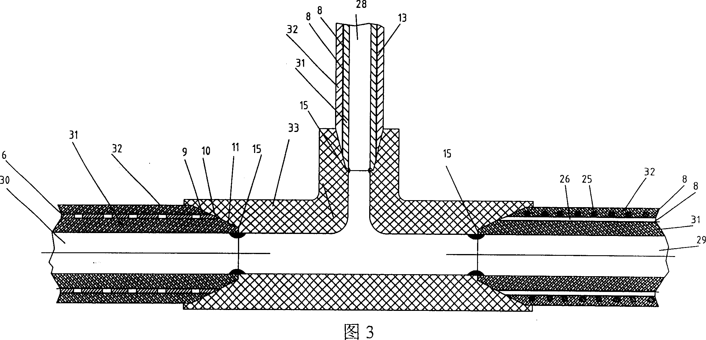 Pipe network for connecting metal composite plastic pipe and plastic pipe