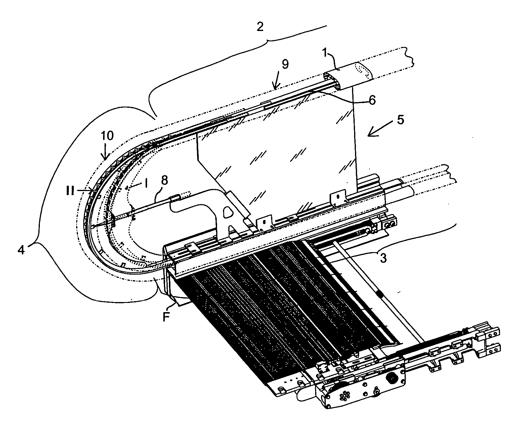 Handrail for a travelator, escalator or moving ramp and methods for mounting a handrail belt on a handrail and removing from a handrail