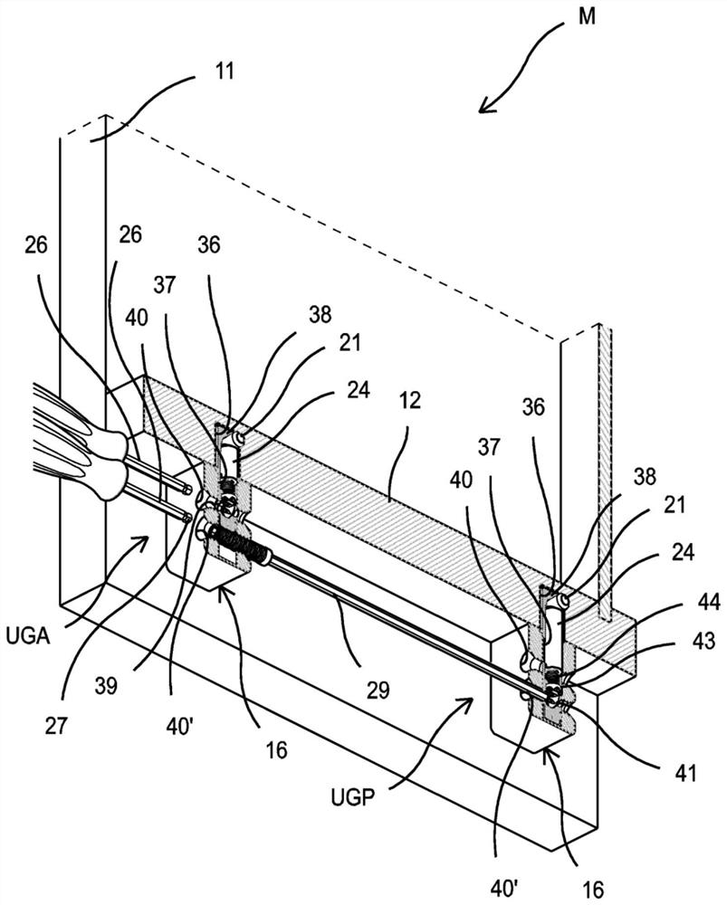 Joint system with front actuation axis for furniture