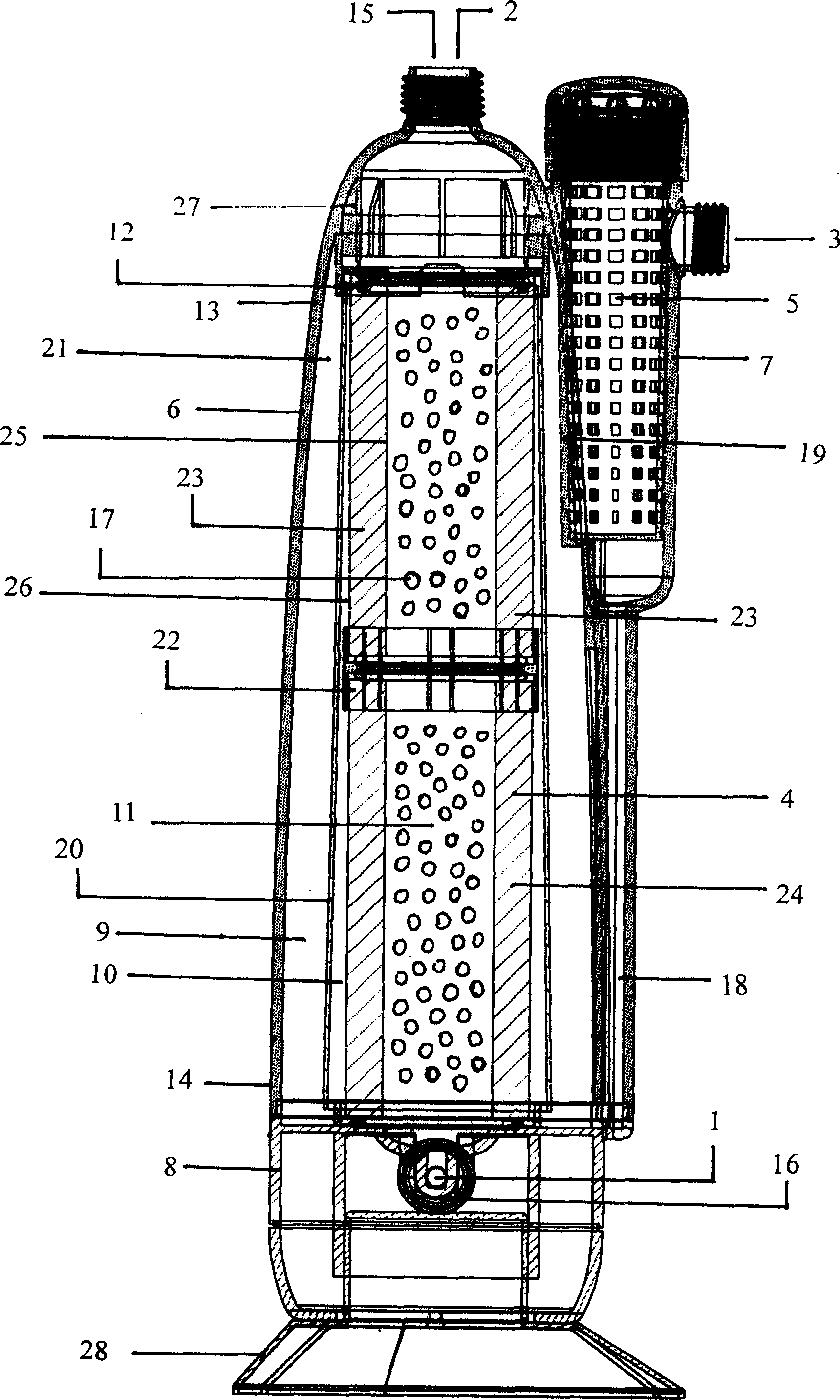 Automatic rolling water purifying, oxygenating and distributing machine