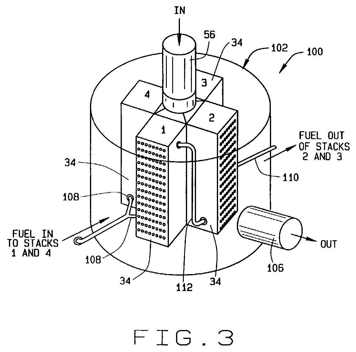 Integrated fuel cell hybrid power plant with re-circulated air and fuel flow