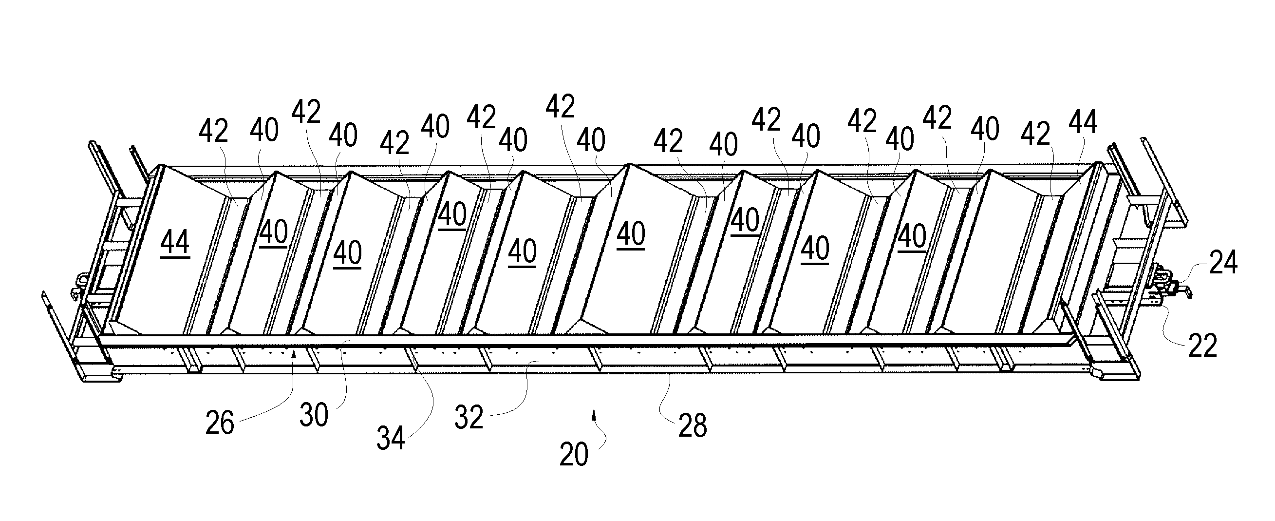 Transverse trough coil car with modular trough forming assemblies and method of forming same
