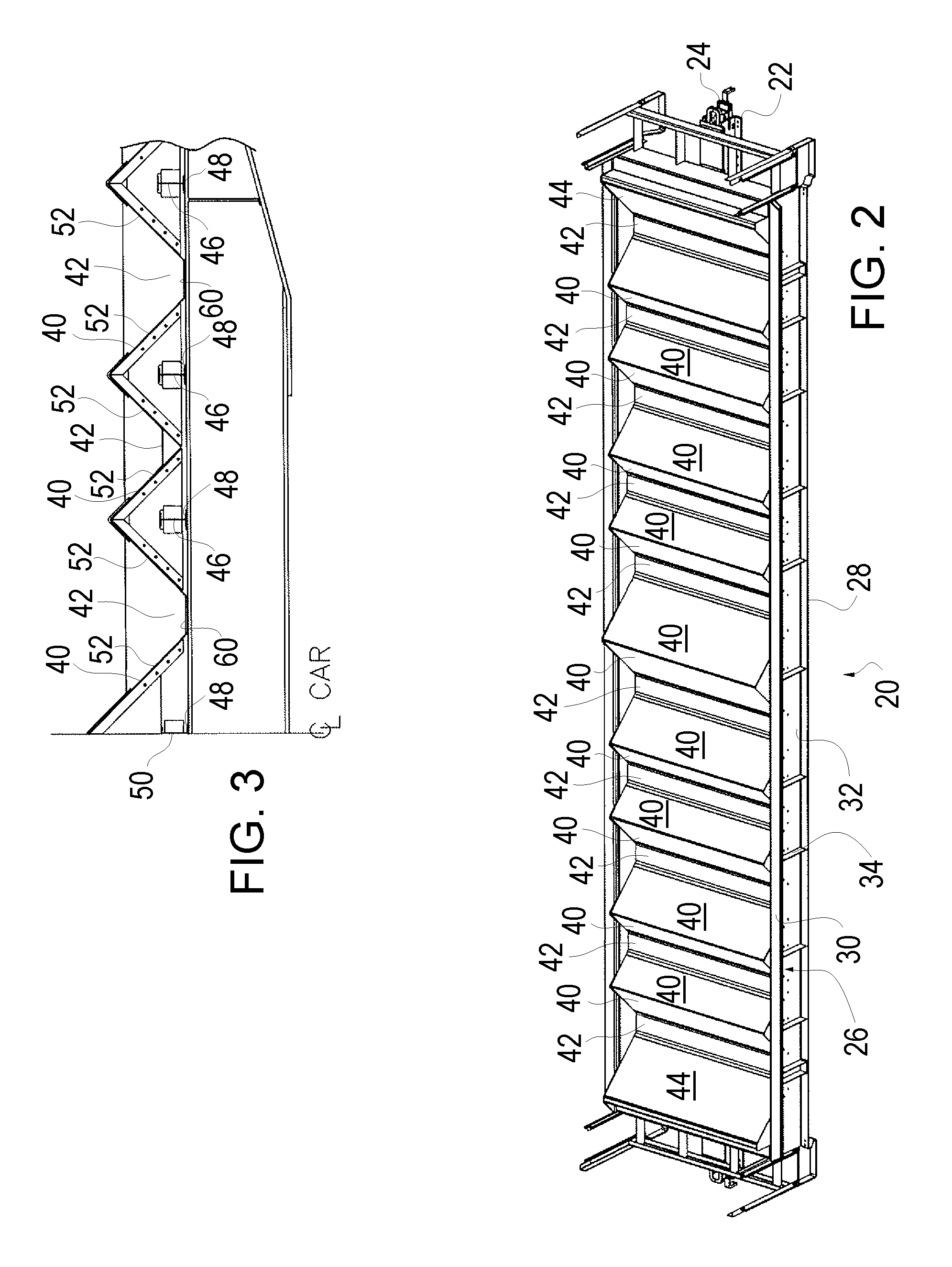 Transverse trough coil car with modular trough forming assemblies and method of forming same