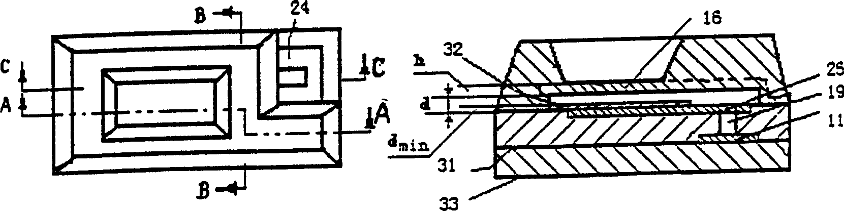 Pressure sensor with electrostatic bonding and sealed capacitor cavity and its preparing process