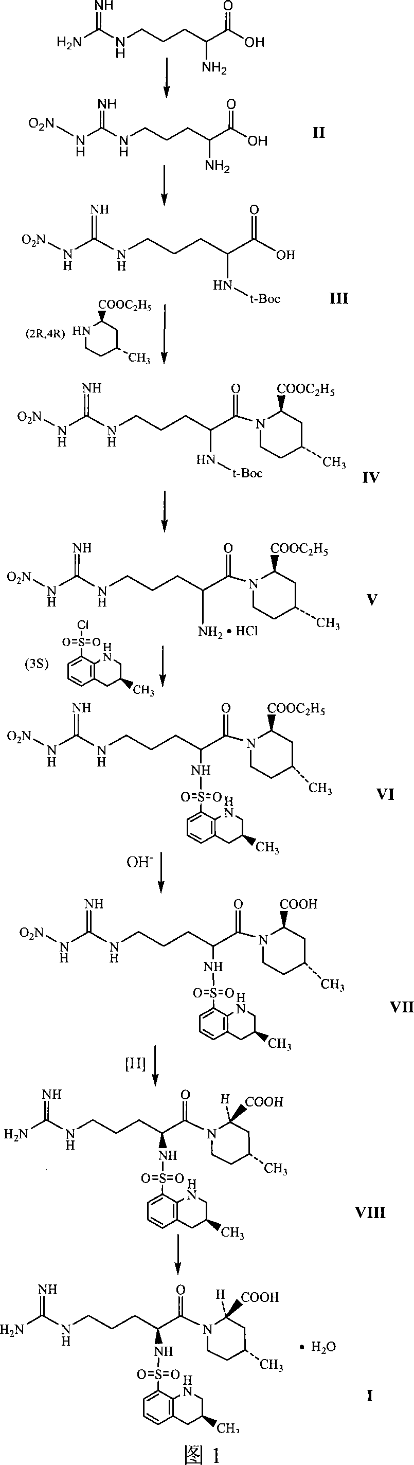 Oriented synthesis and crystal structure of 21(S) argatroban, and preparation for monohydrate thereof