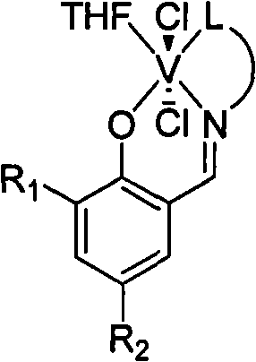 Three-tooth salicylaldehyde imine vanadium olefin polymerizing catalyst, preparation and uses thereof