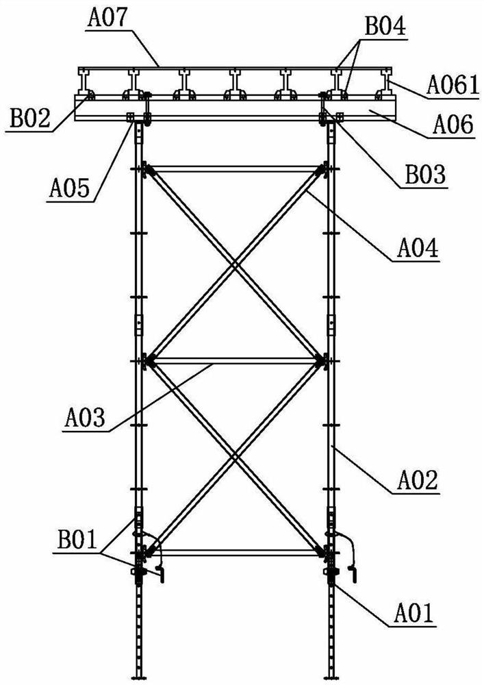 Disassembly-free tray buckle foot hand stand bench formwork and construction method of disassembly-free tray buckle foot hand stand bench formwork