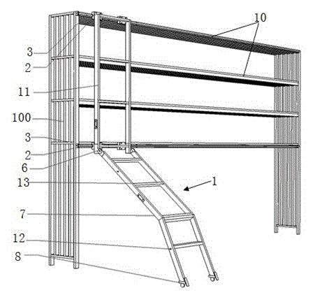 Climbing ladder and storage rack with same
