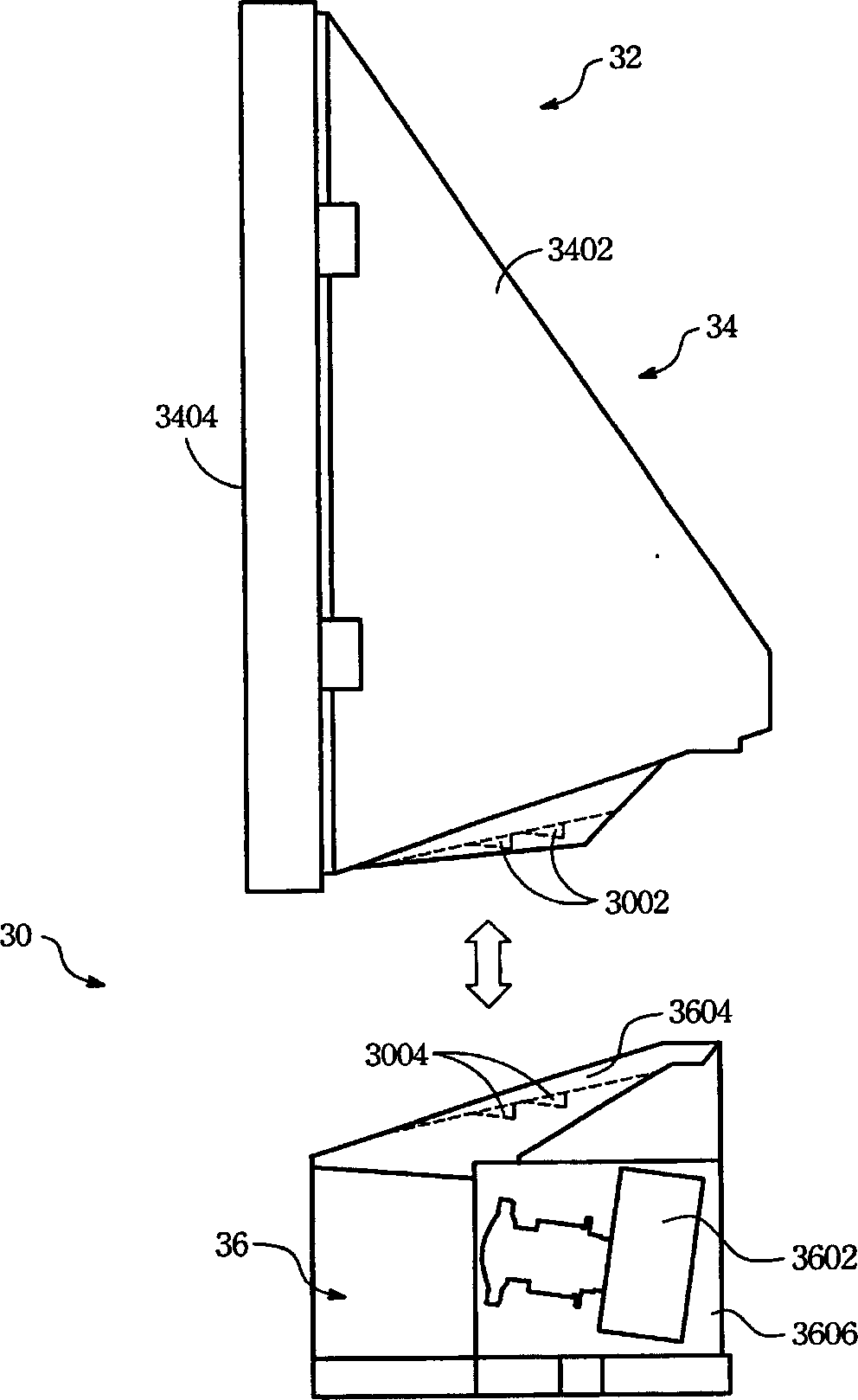 Modular rear projection display and combined device used thereof