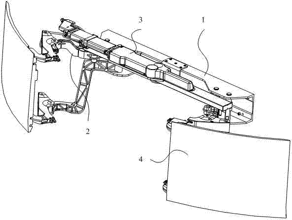 Front end opening and closing mechanism for rail vehicle and rail vehicle