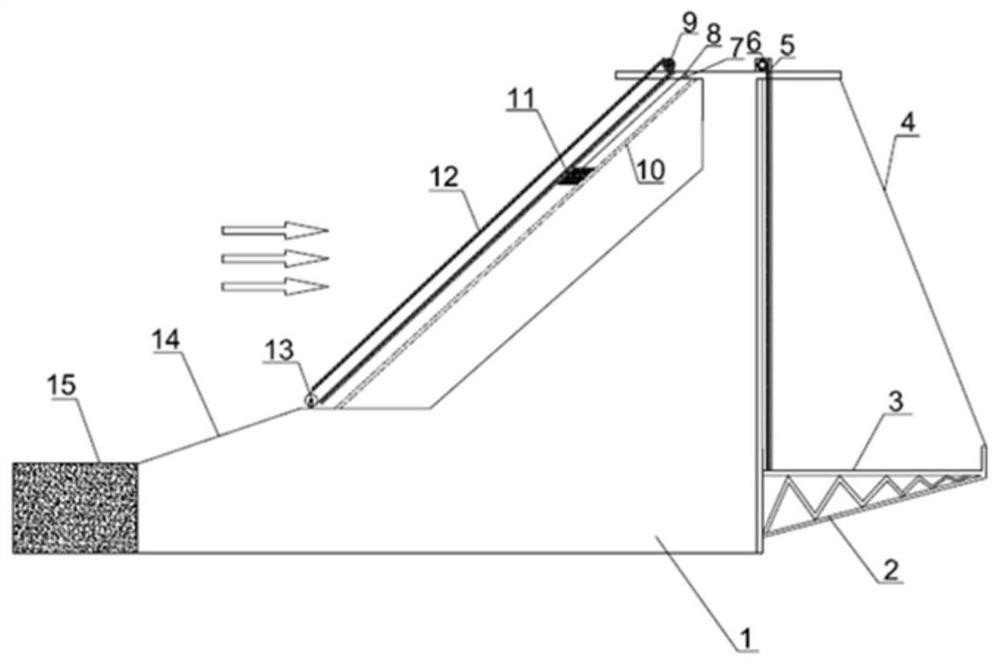 A small and medium-sized river channel oil slick filtration and interception cleaning device based on a dam body