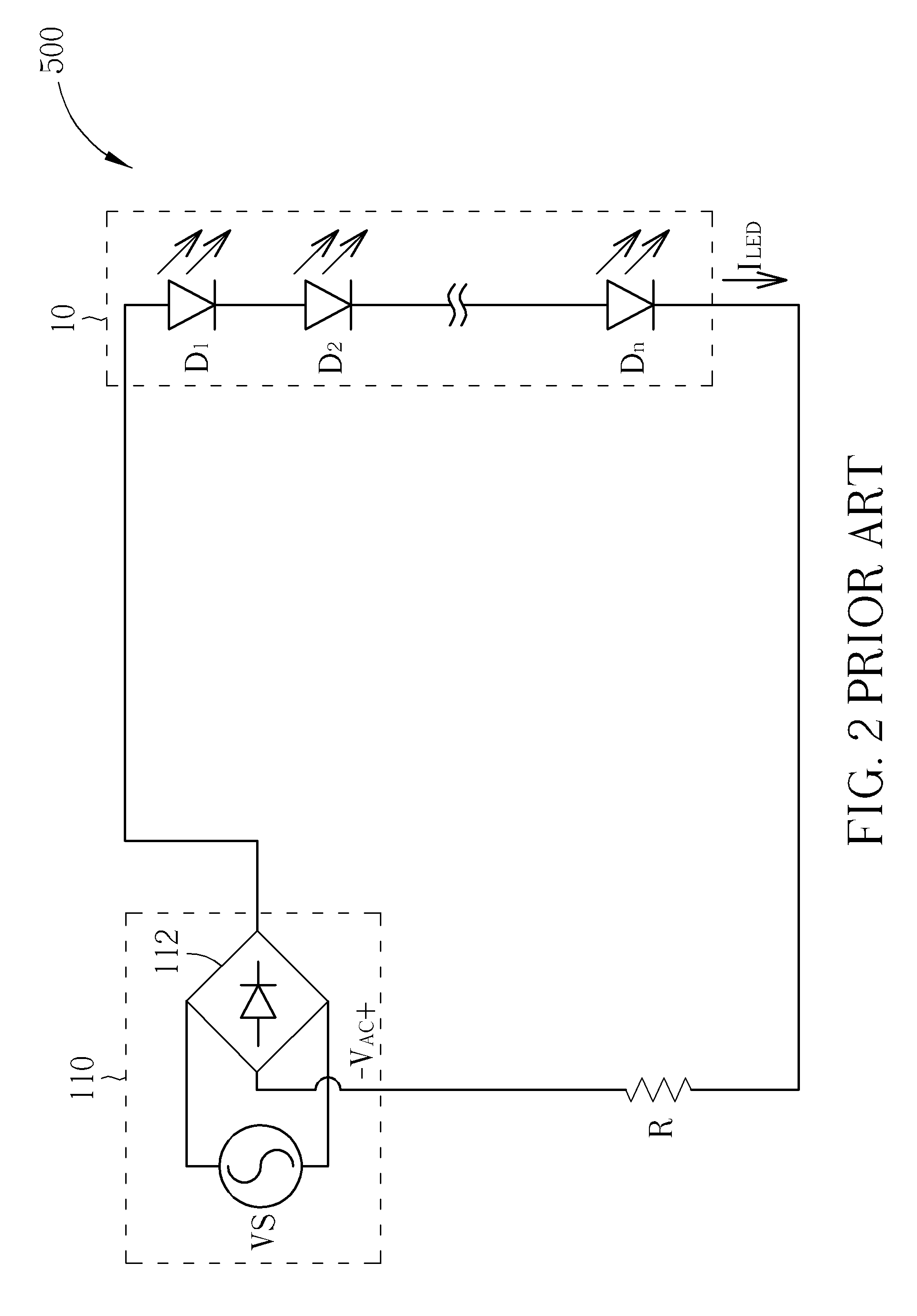 Two-terminal current controller and related LED lighting device