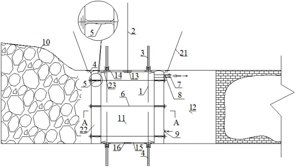 Gob-side entry retaining concrete filled wall annular air bag construction method