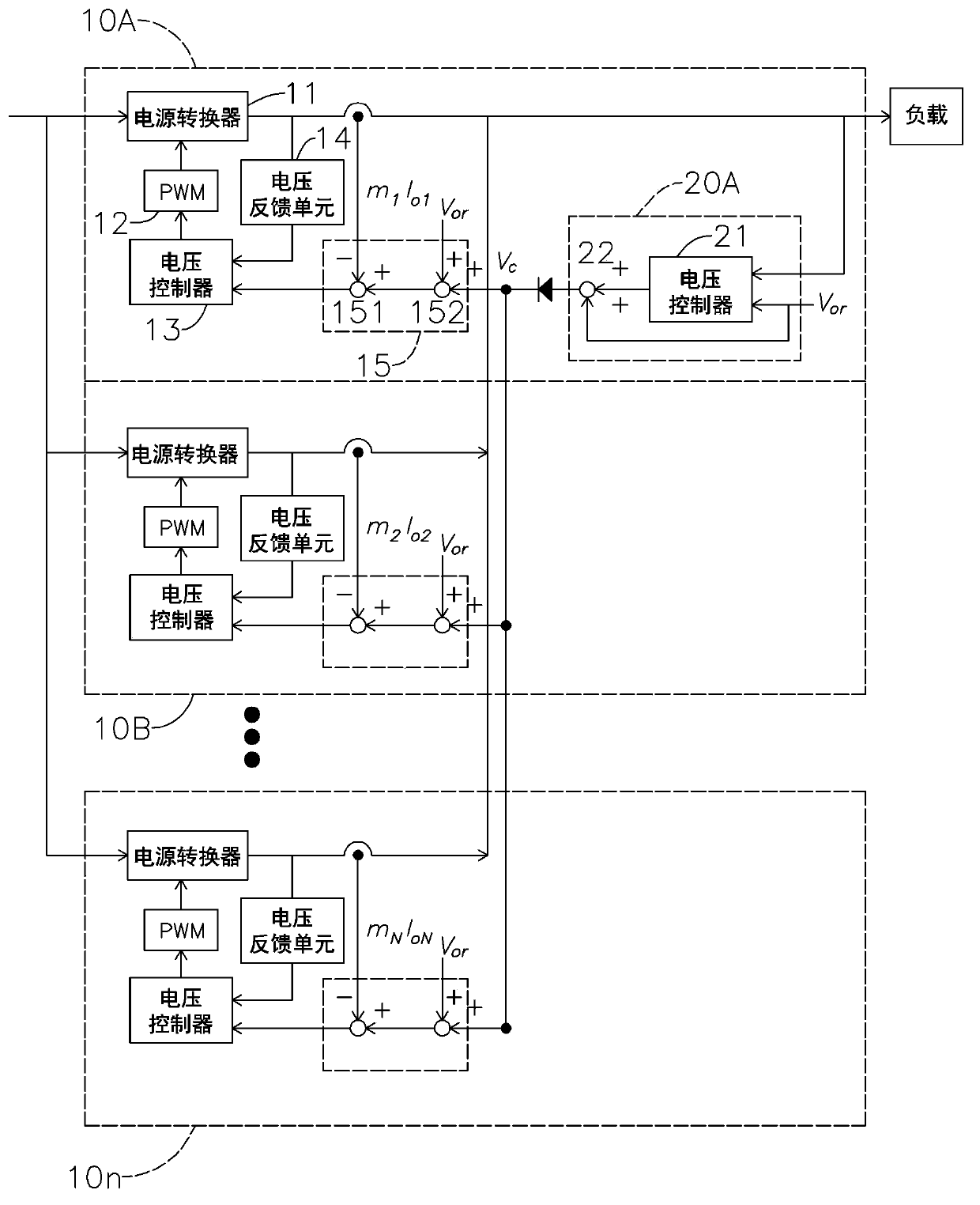 Direct-current power parallel system and method for controlling same