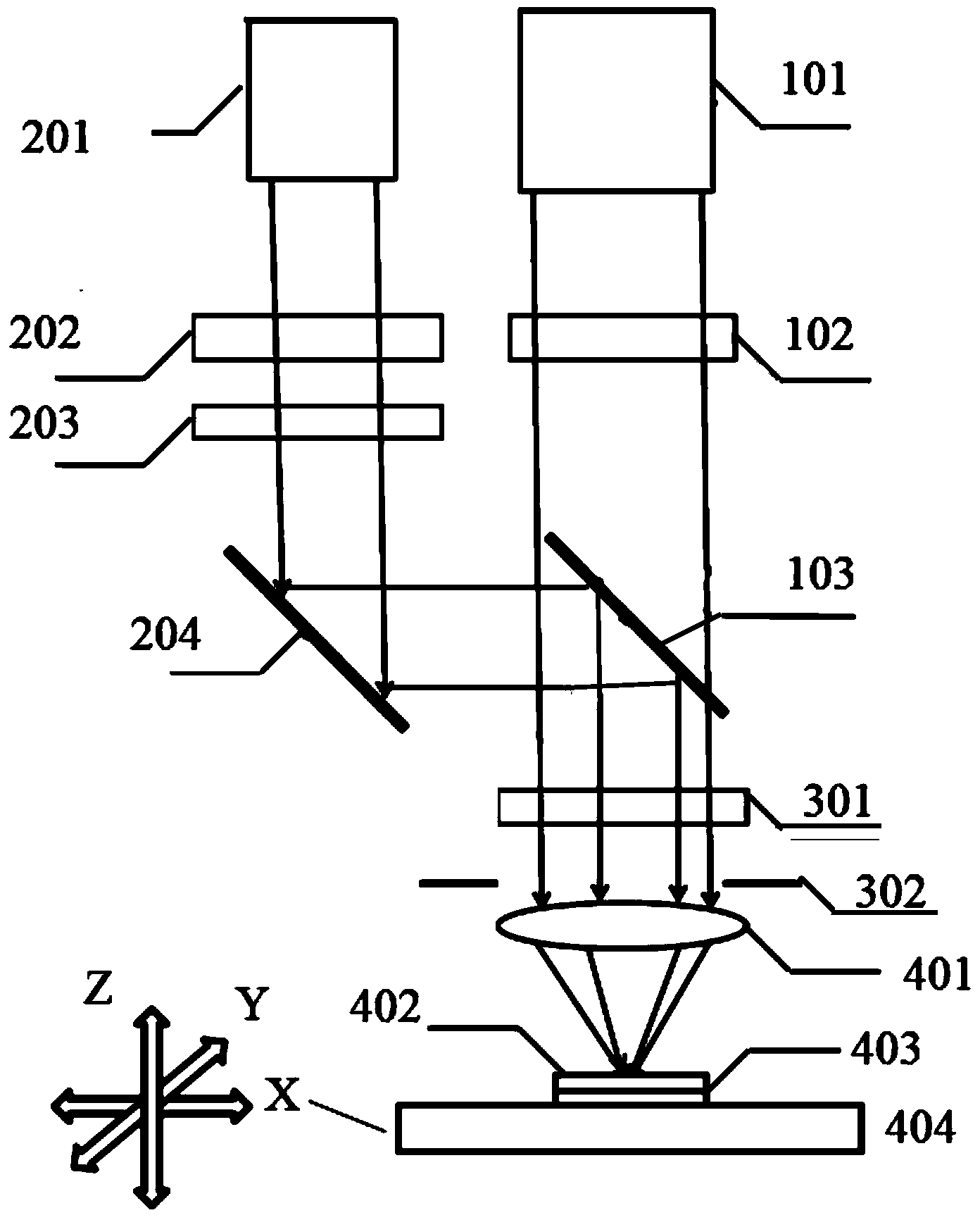 Laser direct writing exposure device based on stimulated light emission loss