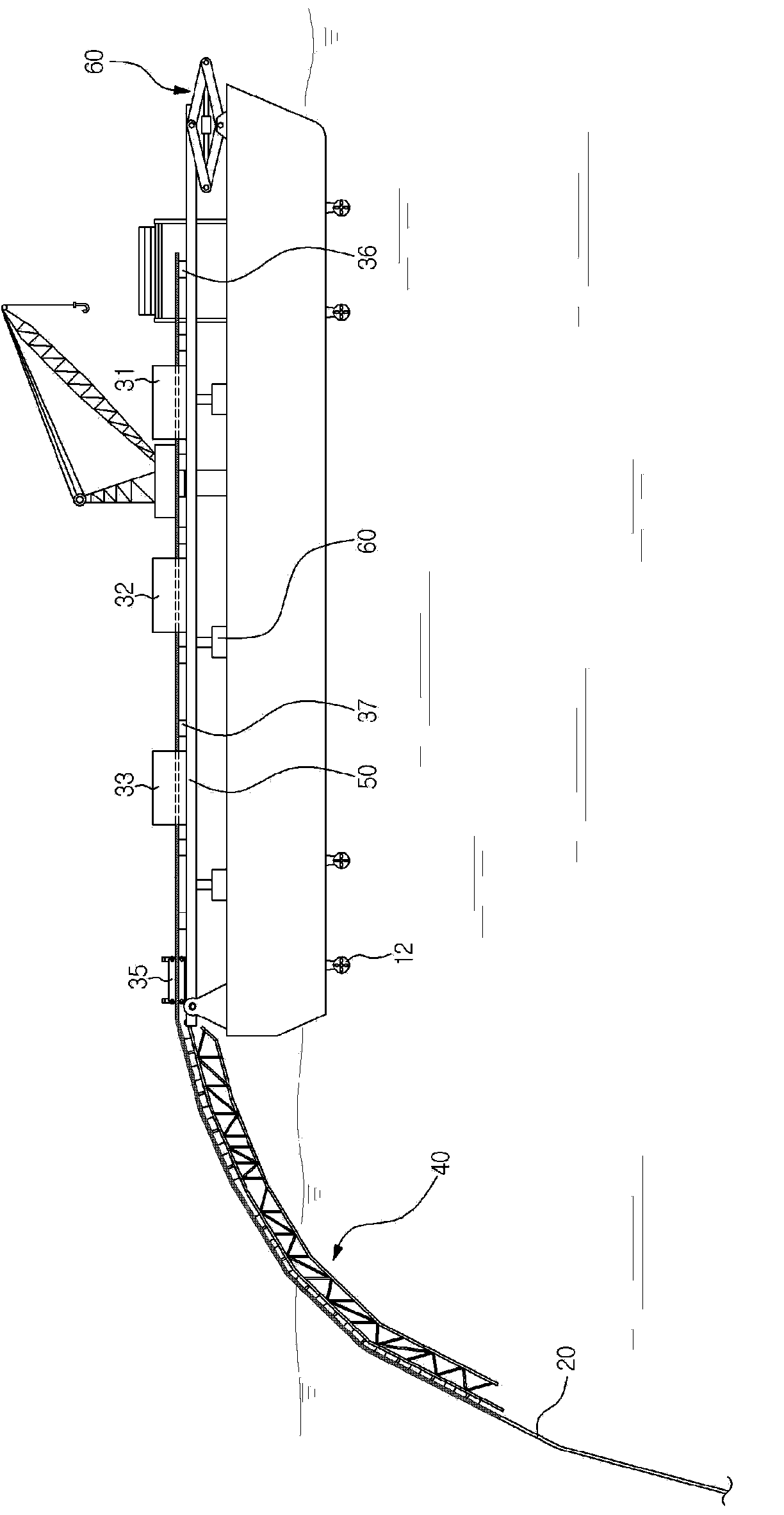 Pipeline-laying vessel and pipeline-laying method using same