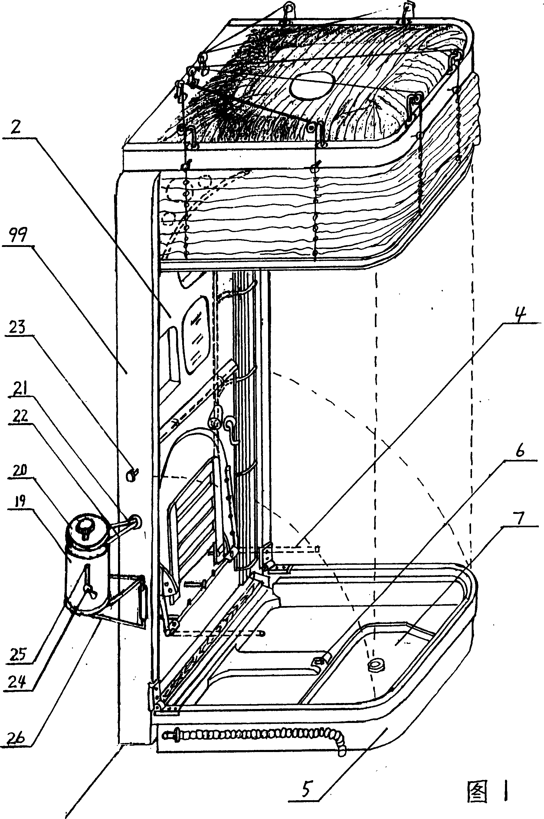 Medicine steam stifling device of hanging-panel steaming-shower device