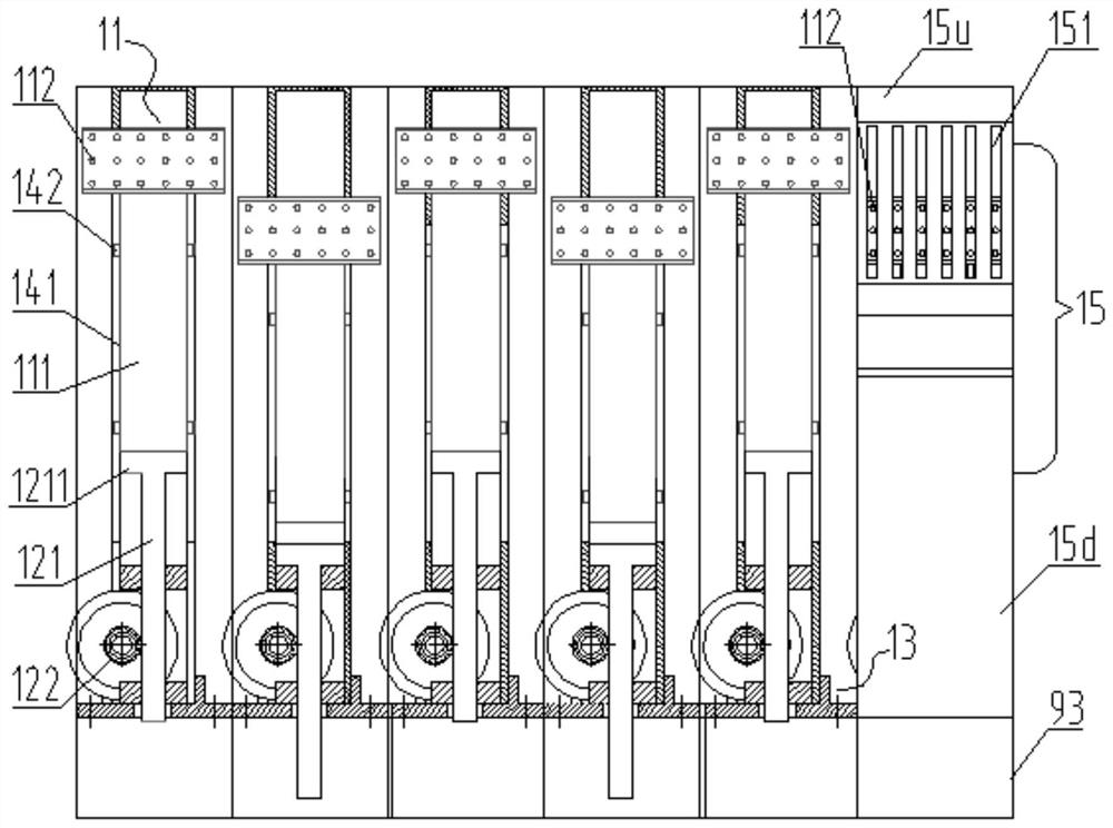 Sectional type traction device for flat knitting machine and traction unit control method