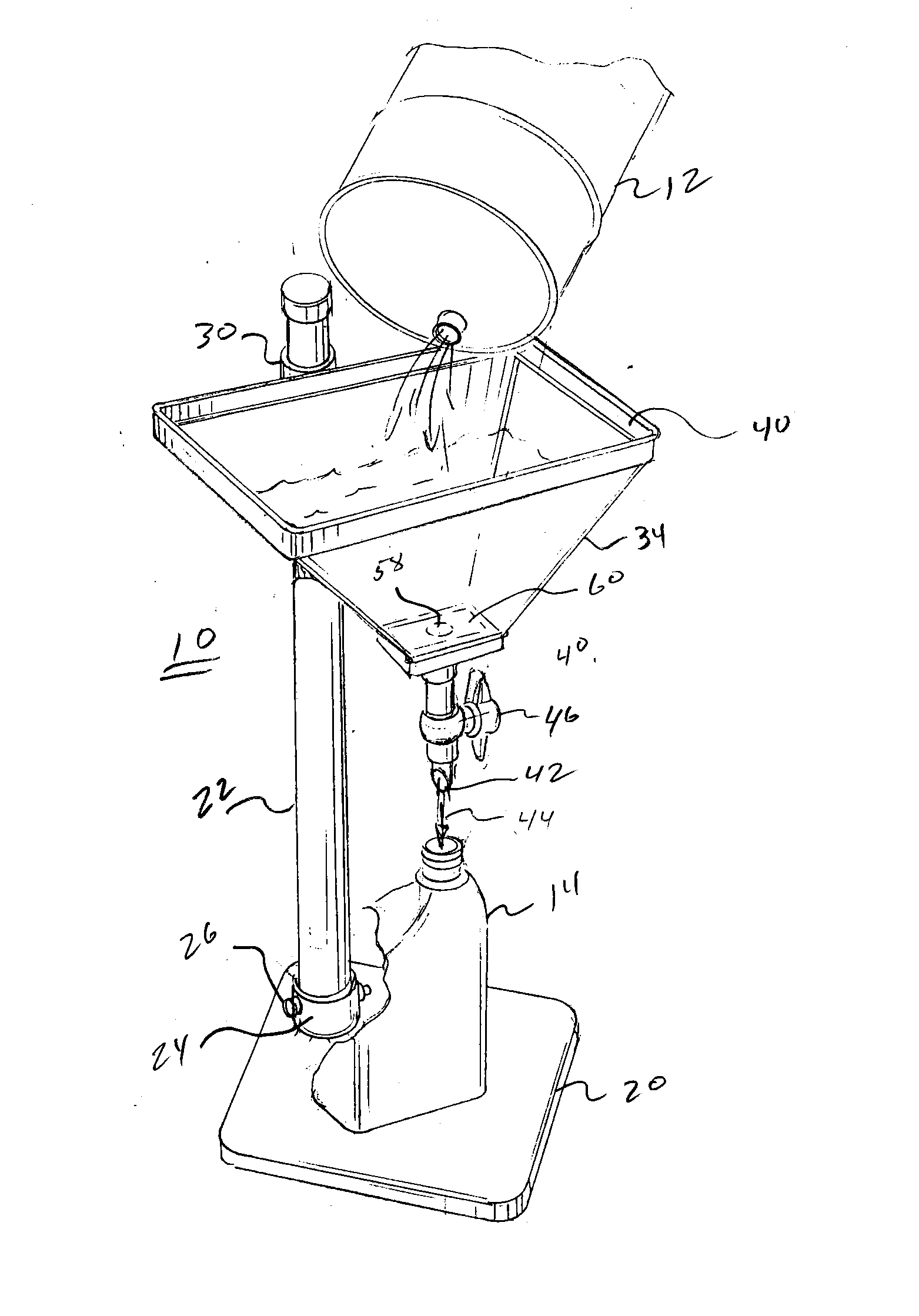 Dismantleable apparatus for transferring fluids between containers