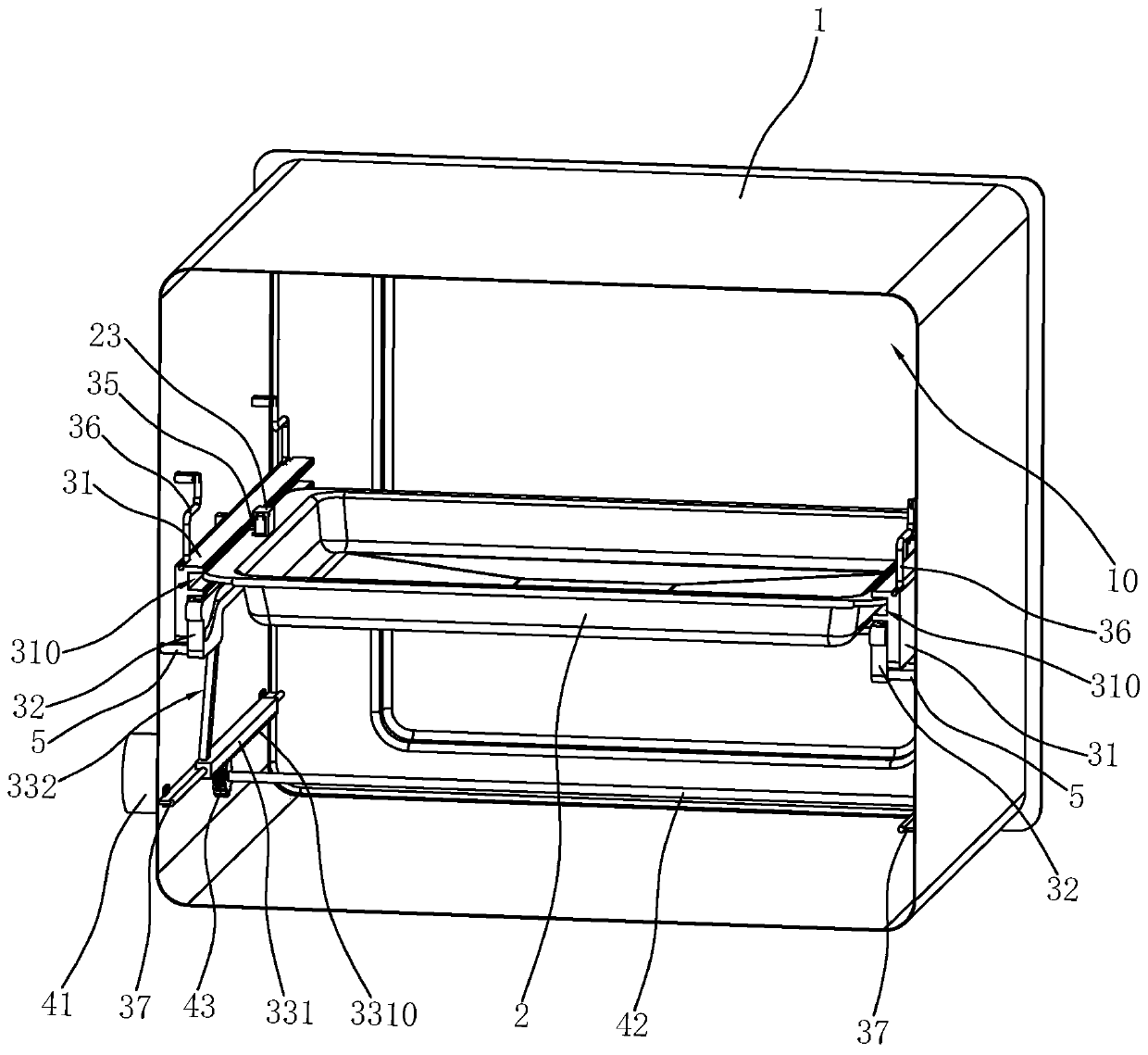 Oven realizing stable move-out of baking plate