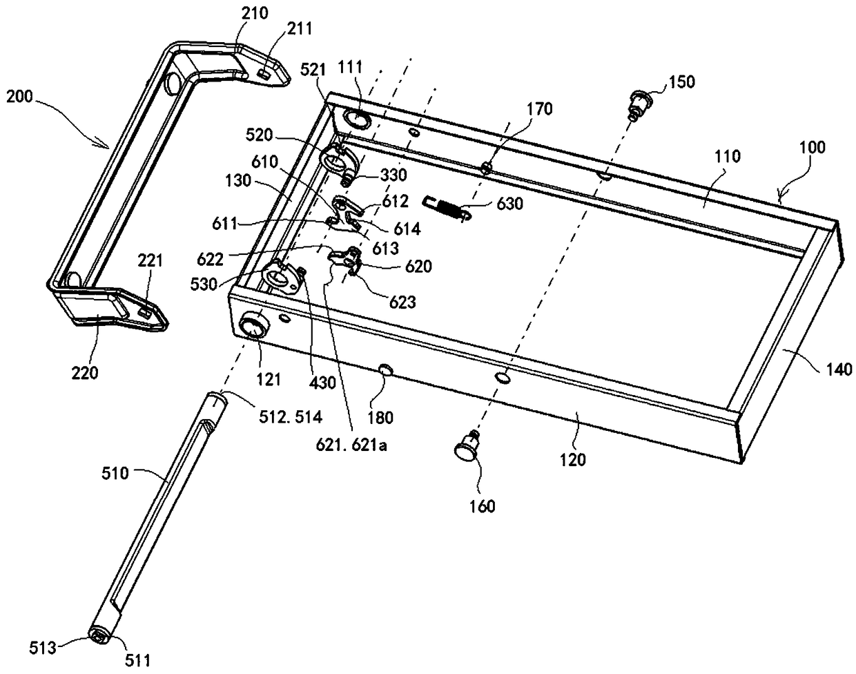 Embedded buffering closing-assisted locking mechanism for large-sized armrest