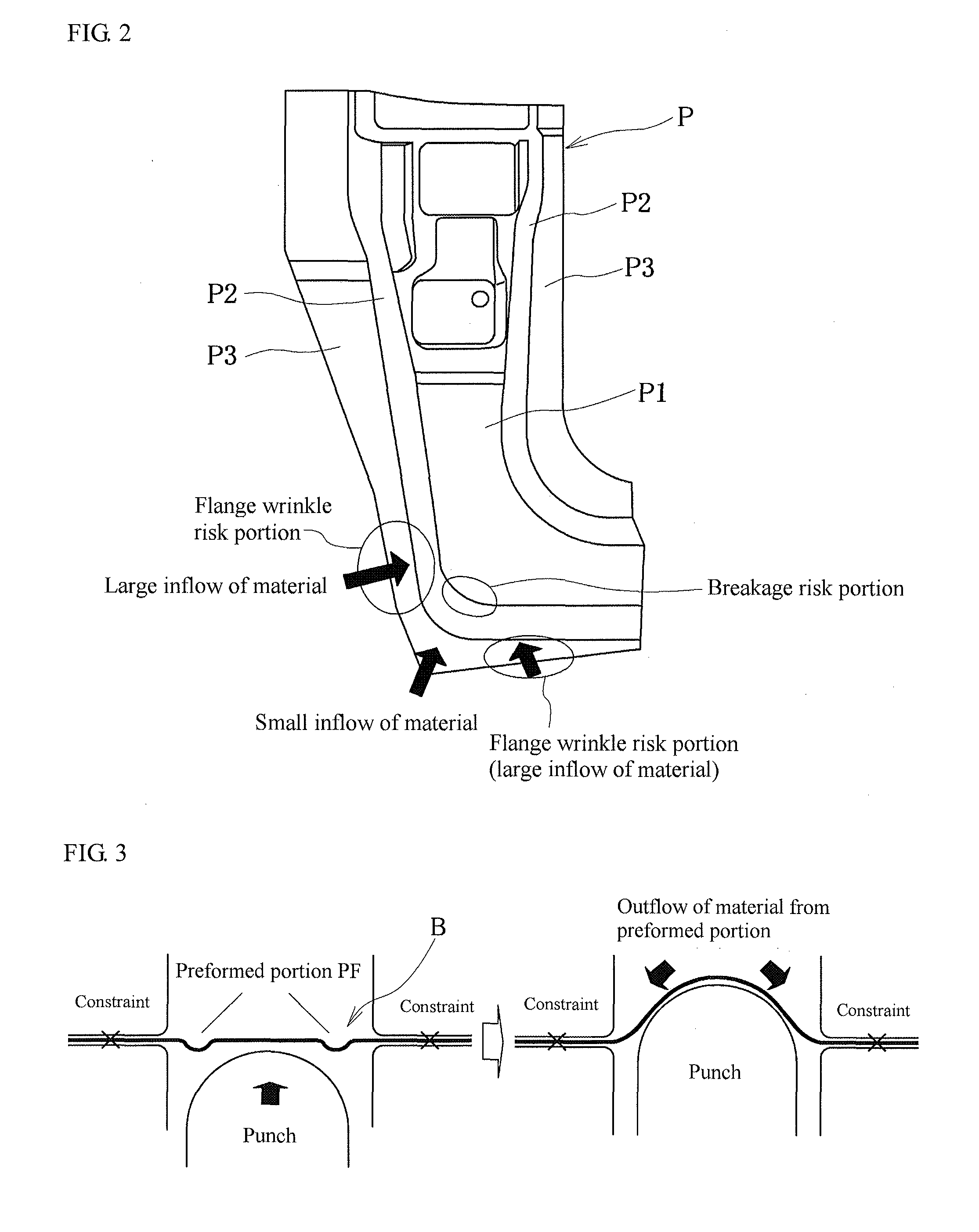 Press molding method, manufacturing method for press-molded component, and method for determining preform shape for use in said methods