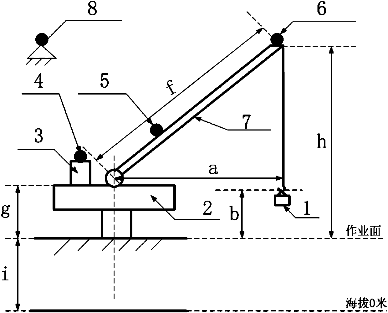 Crane with suspension arm adjustable in elevation angle, monitoring method and device of crane and storage medium