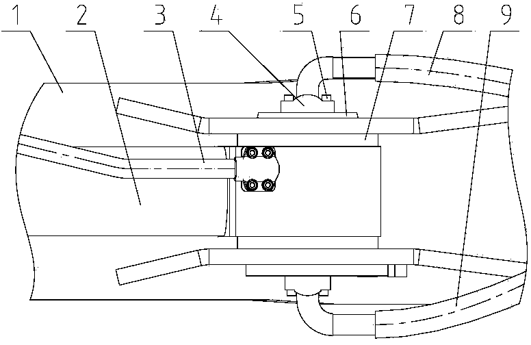 Connecting structure of oil cylinder support base and pin roll as well as mechanical device