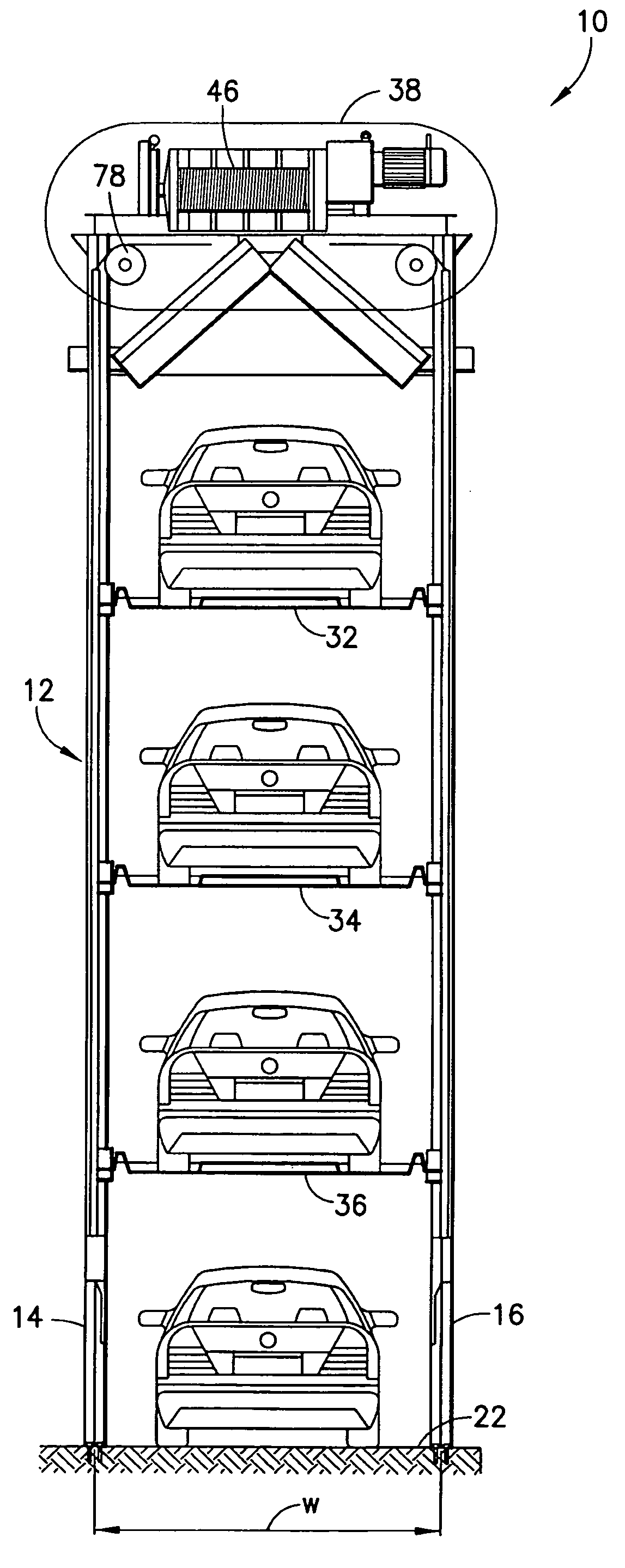 Quadruple vehicle parking system