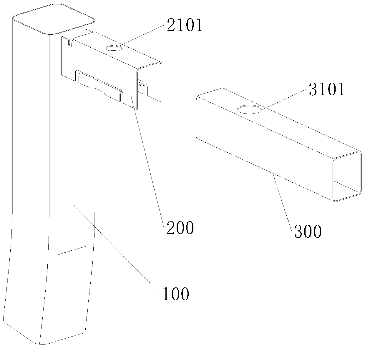 Table leg and cross beam connecting structure, table leg frame and table