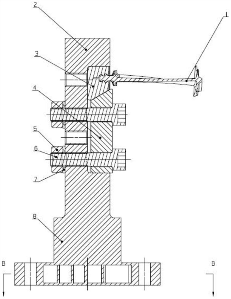 Turbine blade fatigue test clamp and device