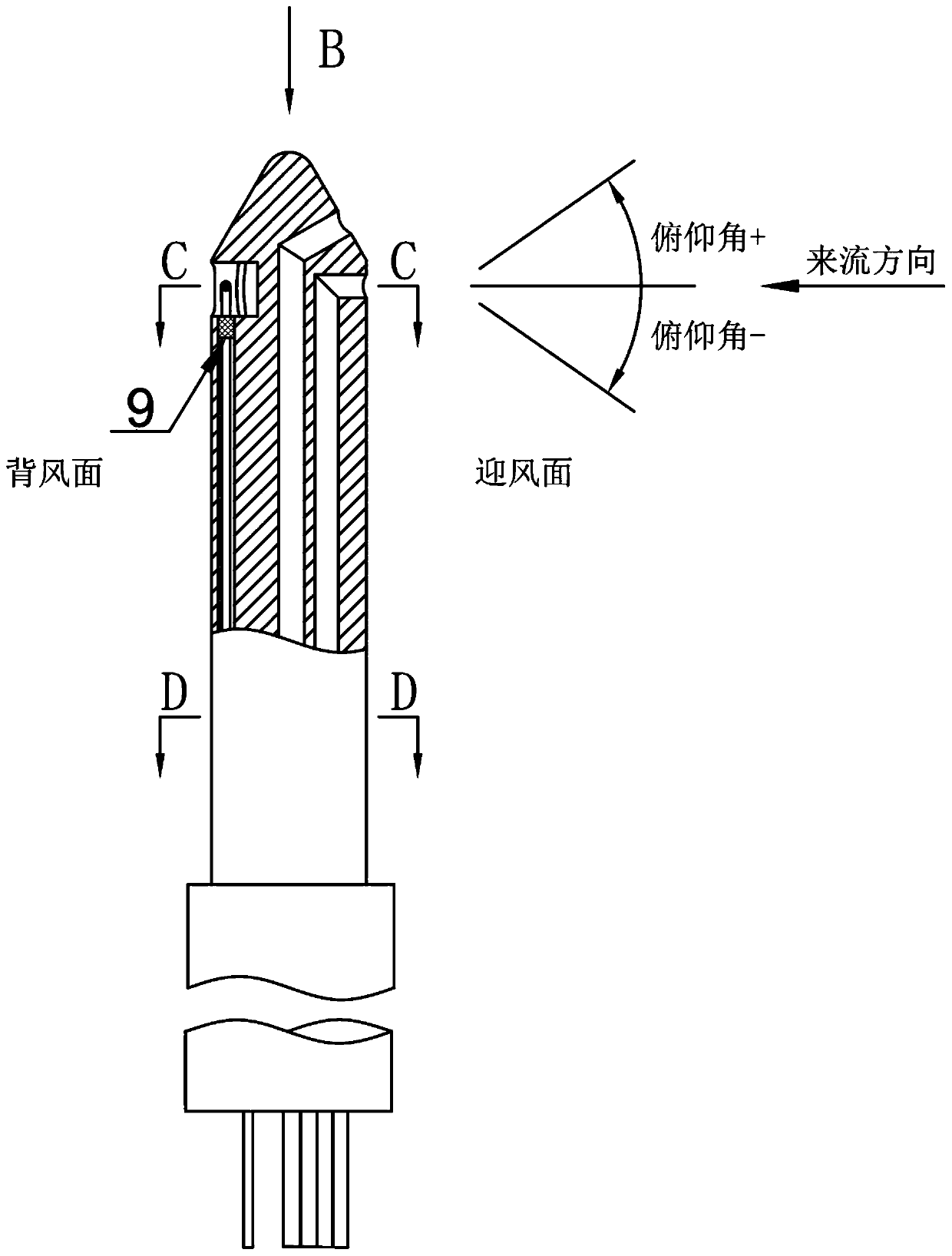 Full-parameter probe for measuring high-subsonic three-dimensional steady-state flow field