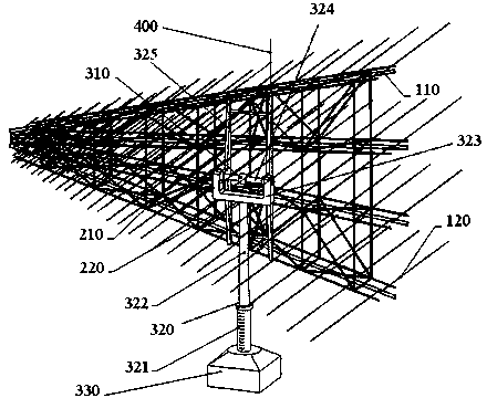 Rotating system of H-face array short wave logarithm three-dimensional array antenna
