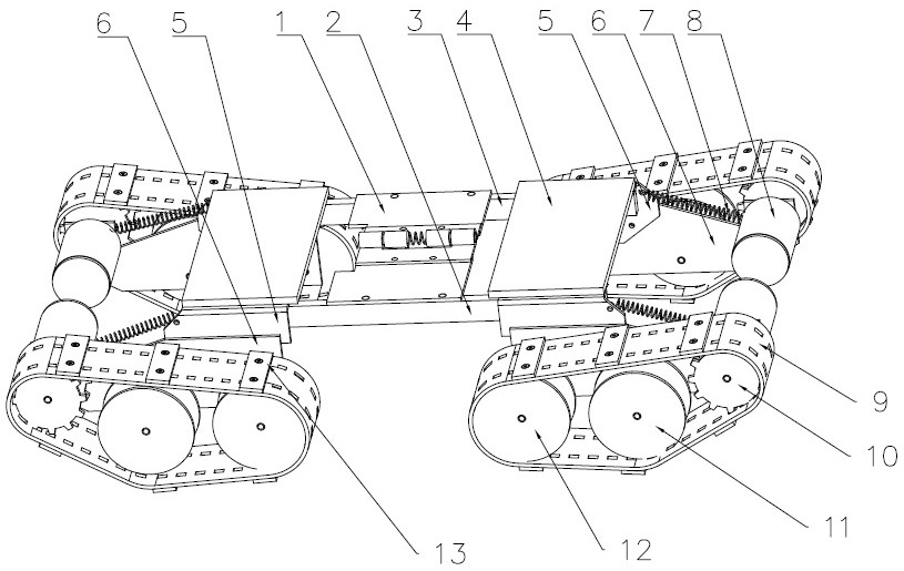 Arc-shaped steel gate panel crawling chassis