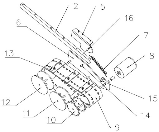 Arc-shaped steel gate panel crawling chassis