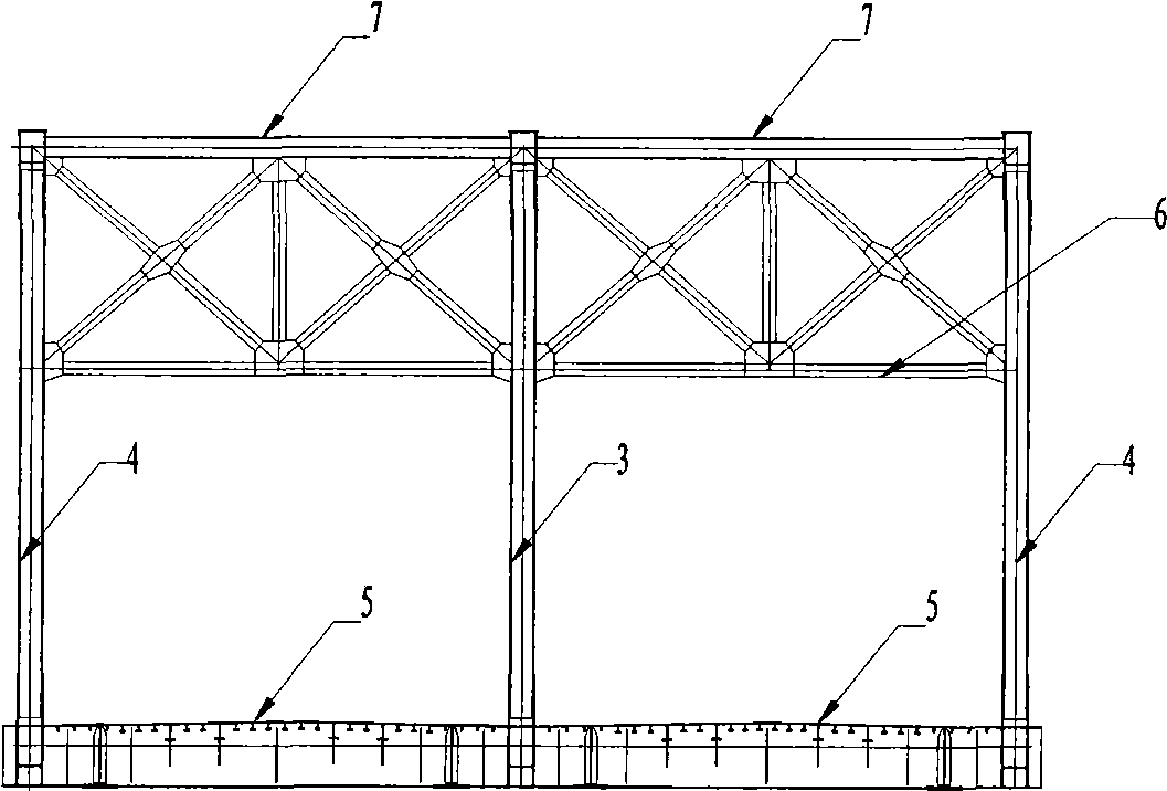 Three-joist trussed steel beam linear control method