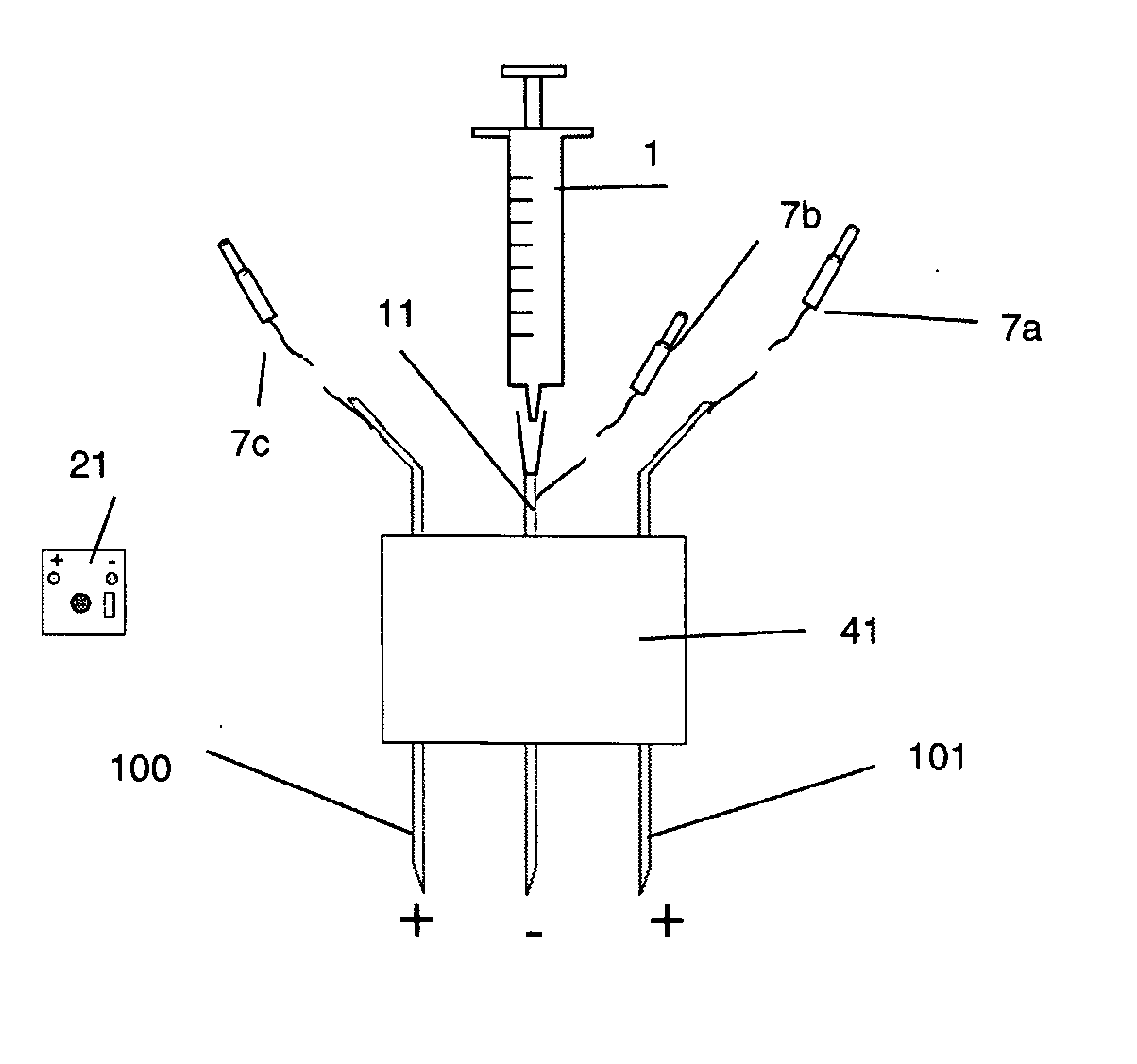 Device for transferring molecules to cells using an electric force