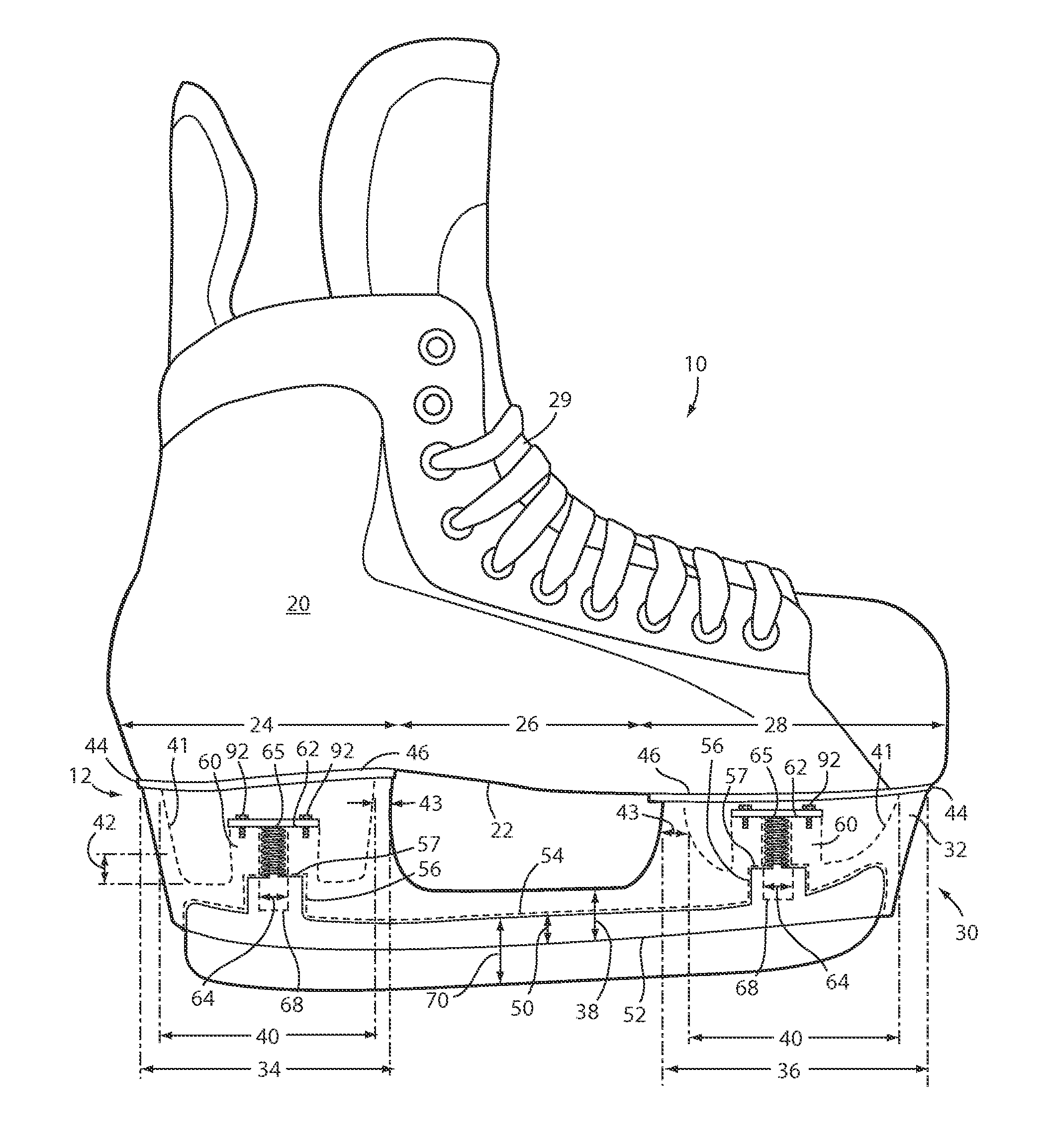 Skate suspension system and method of assembly