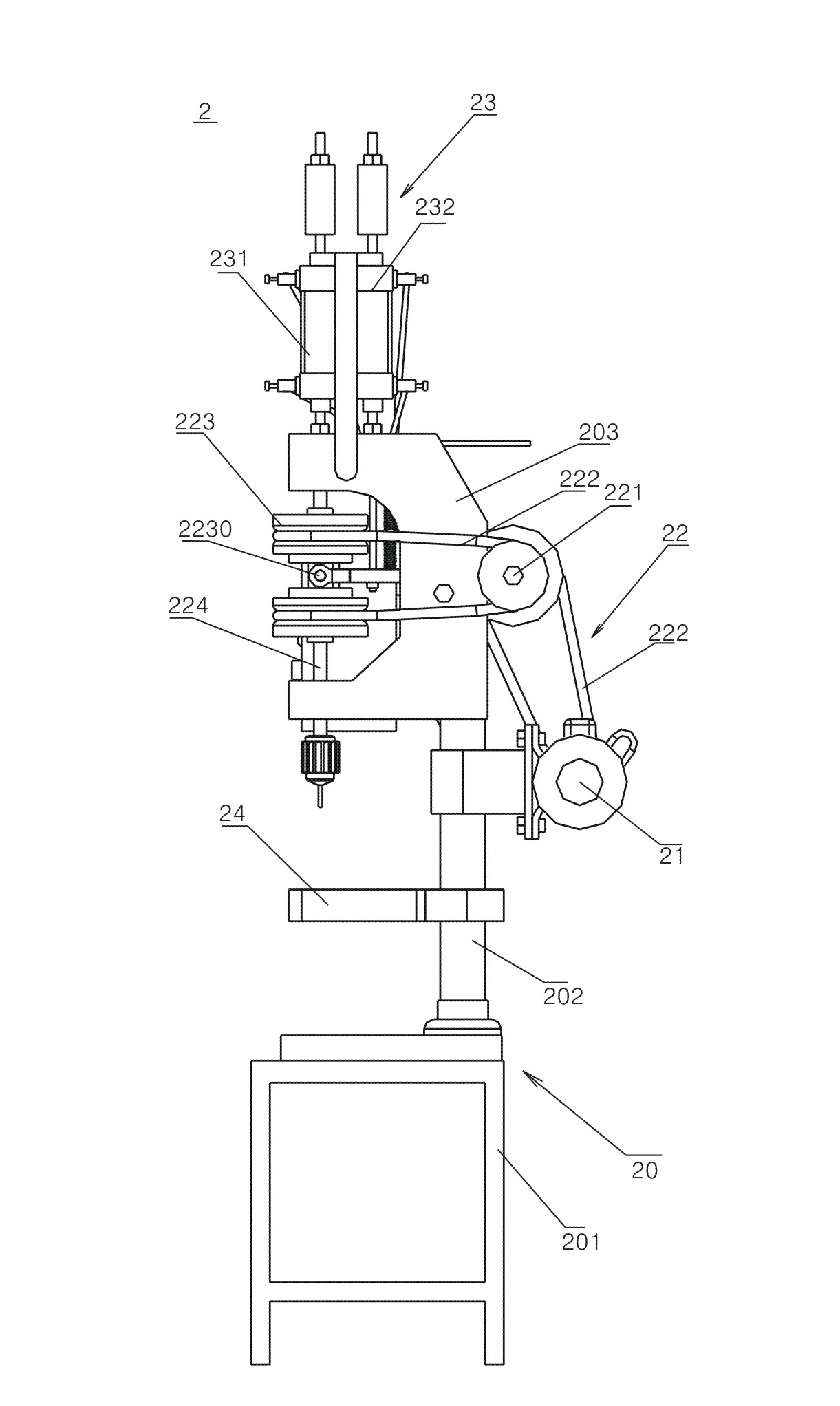 Inner hole toothing device for flexible strips