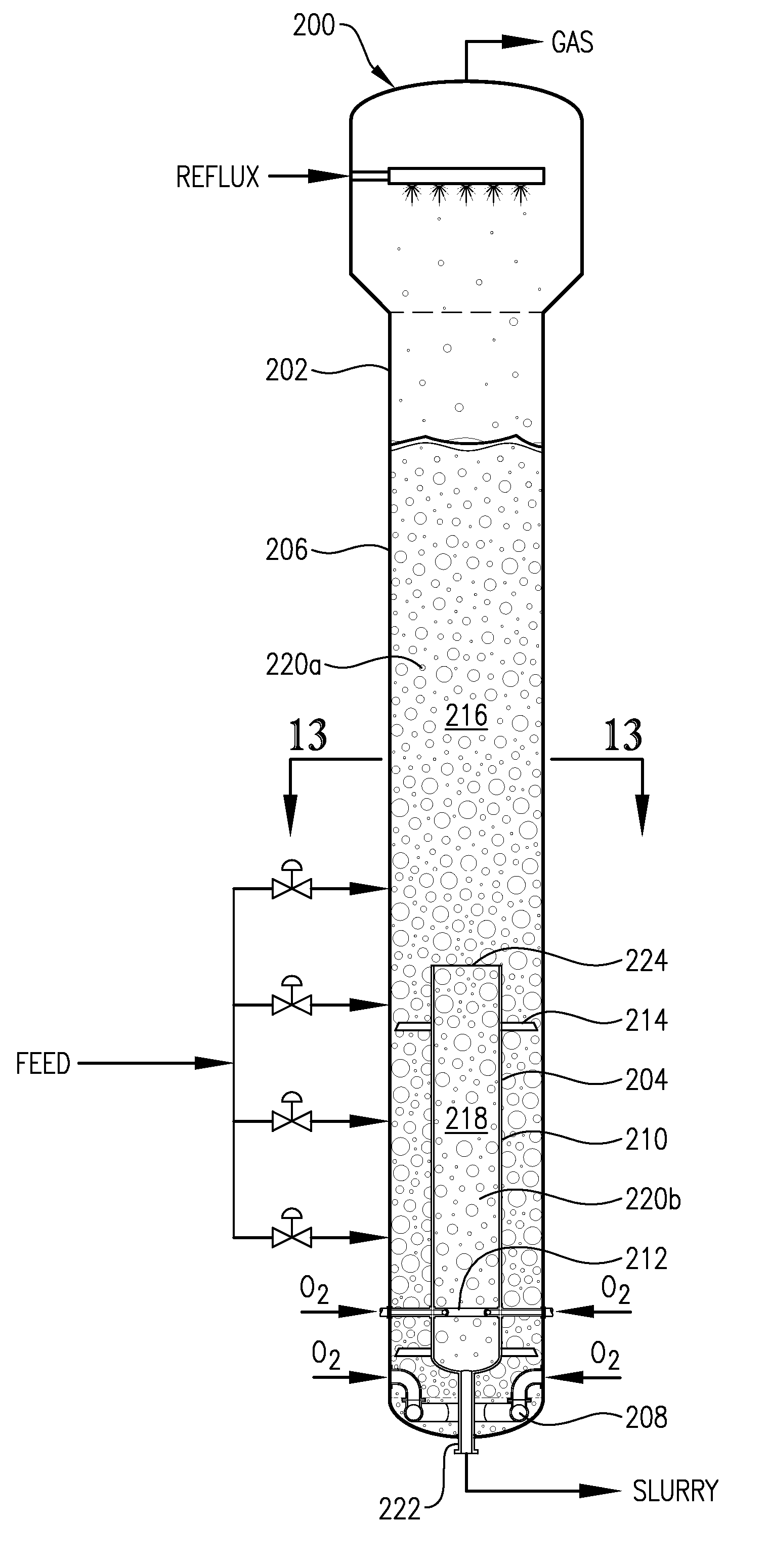 Oxidation System with Internal Secondary Reactor