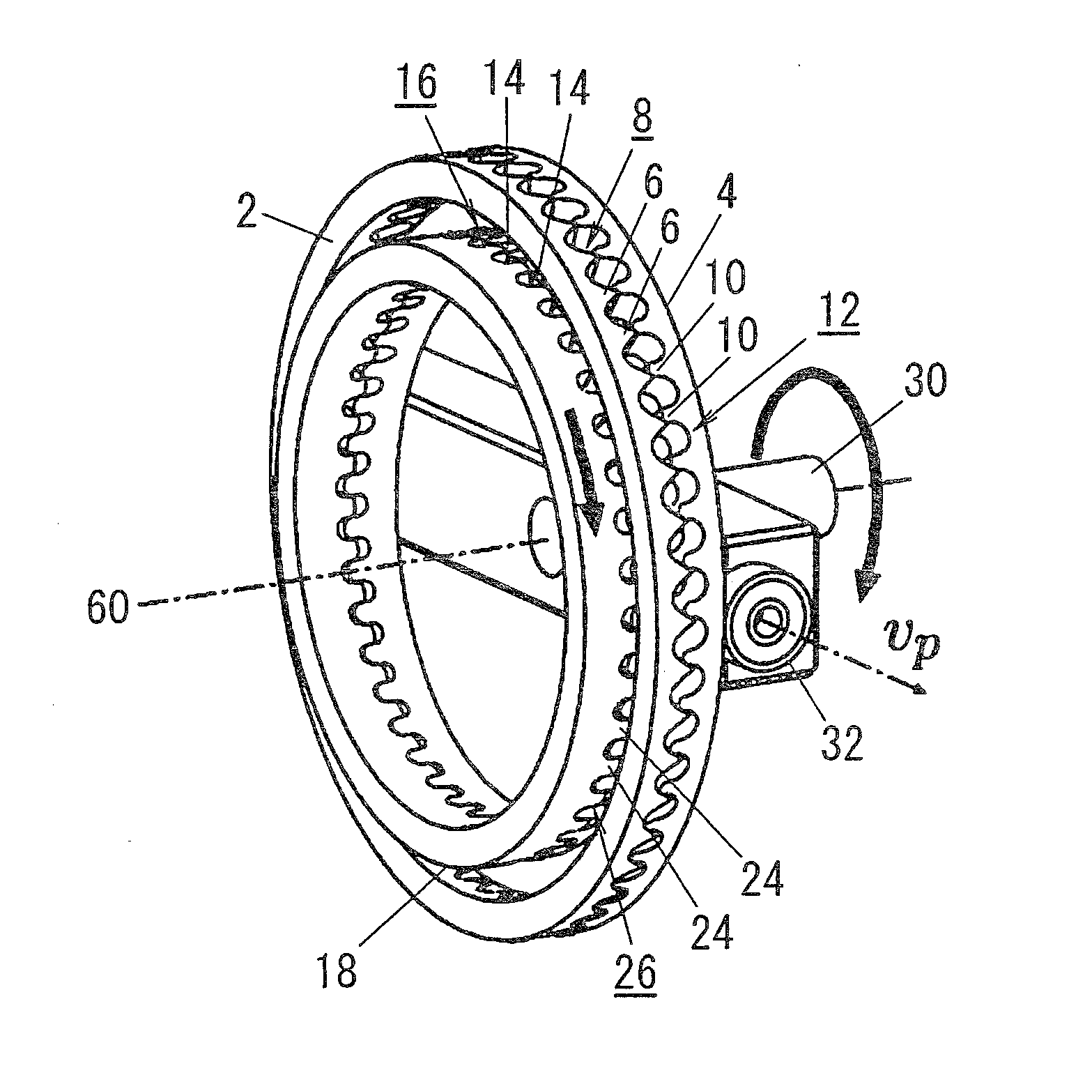 Crown gear deceleration mechanism