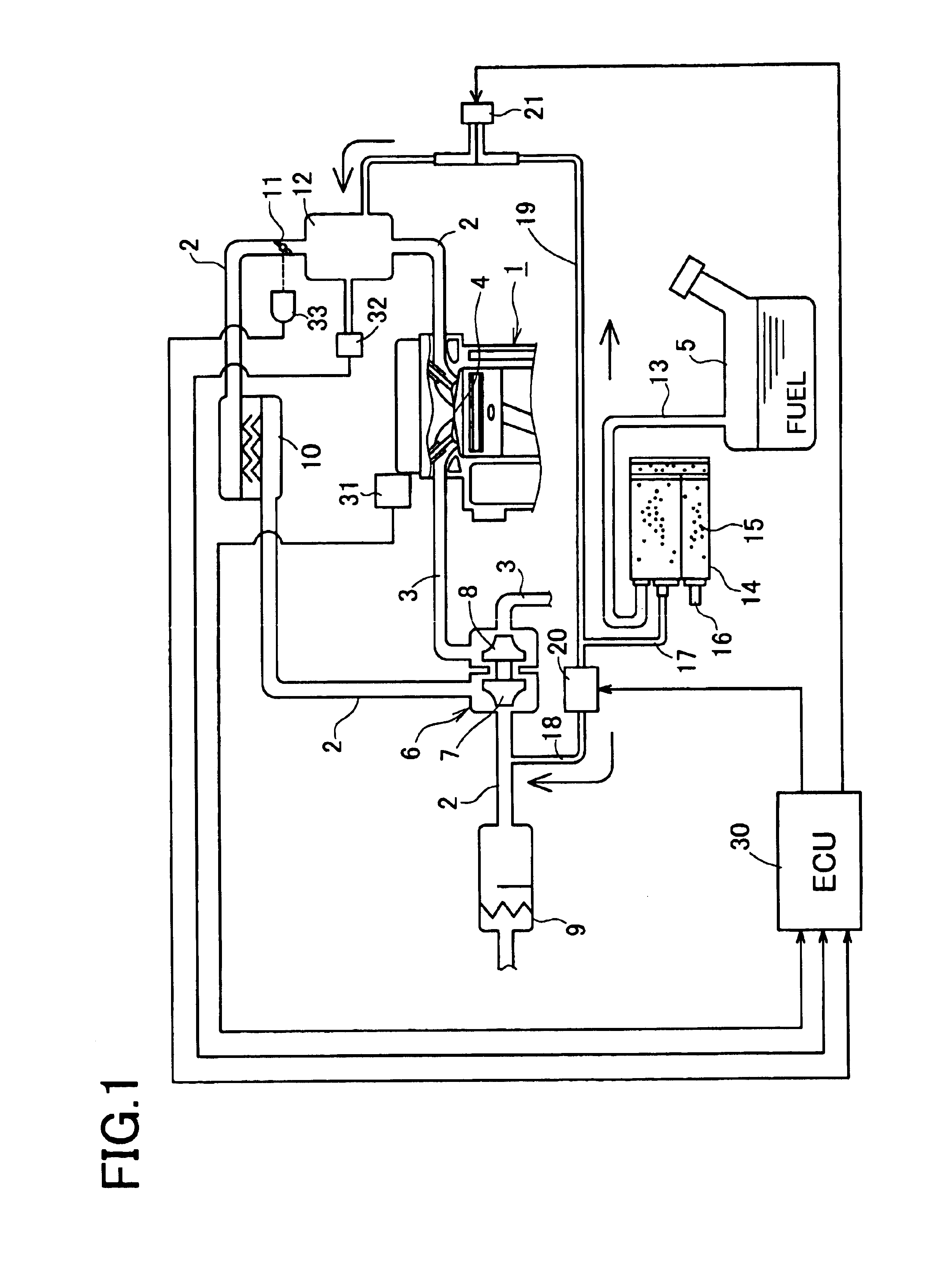 Evaporated fuel processing apparatuses for engines with supercharger