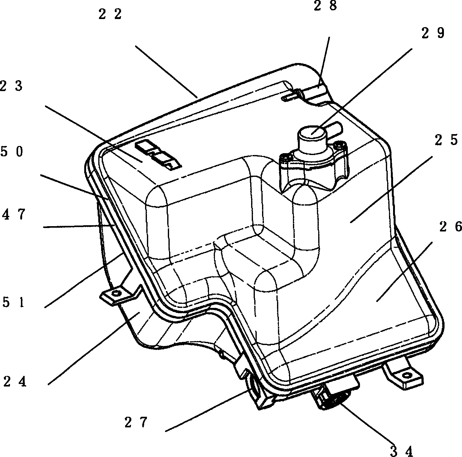 Washing water tank and hygienic washing device