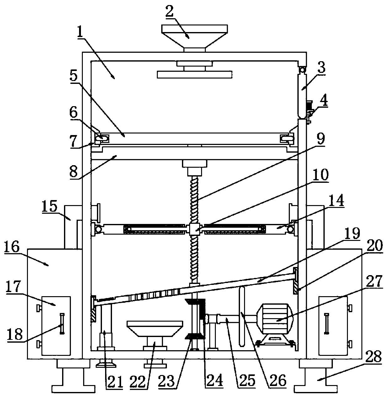 A three-stage sorting device for chestnuts